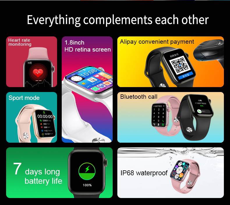 M36 Plus Max Smart Watch 1.8Inch Bluetooth Call Wireless Charging Blood Pressure Heart Rate Monitoring Smartwatch