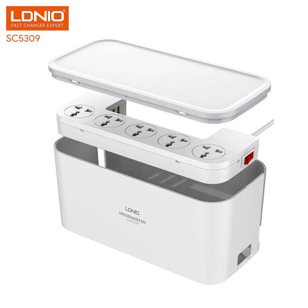 LDNIO SC5309 Management Power Strip Box 5 Socket Port + 3 USB Port Adapter (200cm)