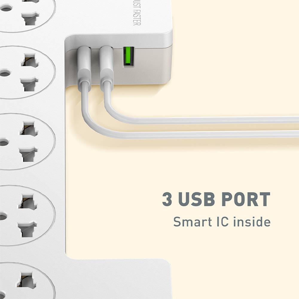 LDNIO SC5309 Management Power Strip Box 5 Socket Port + 3 USB Port Adapter (200cm)